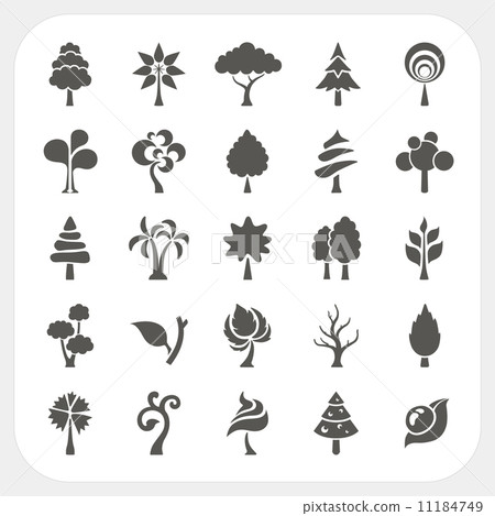 Tree icons set on white background - Stock Illustration [11184749] - PIXTA