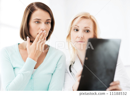 doctor with patients looking at x-ray 11188532