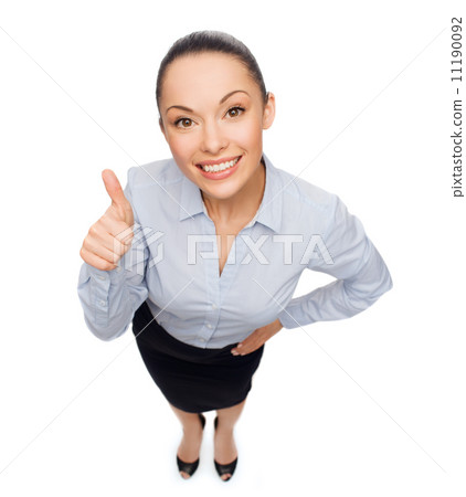 smiling asian businesswoman showing thumbs up smiling asian businesswoman showing thumbs up 11190092