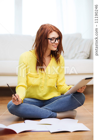 student with tablet pc computer and notebooks student with tablet pc computer and notebooks 11190246