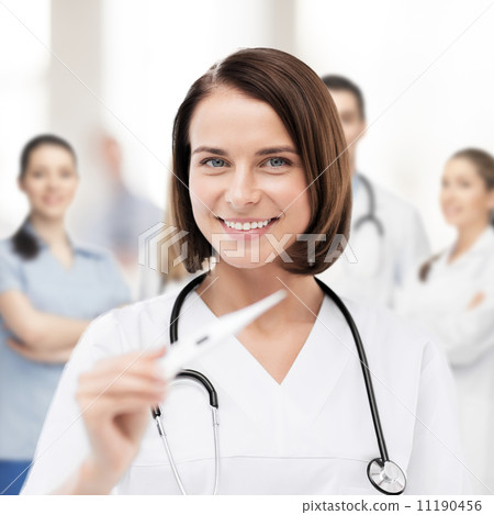 doctor with thermometer and stethoscope 11190456