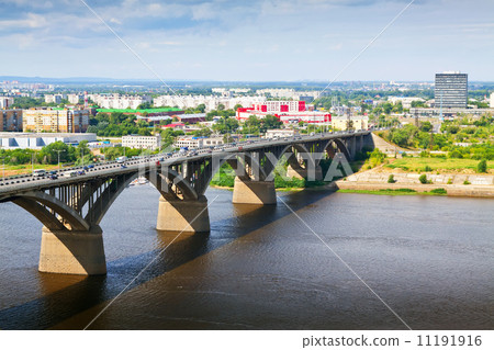 View of Nizhny Novgorod with Molitovsky bridge 11191916