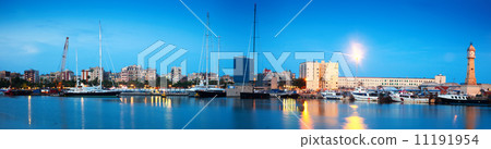 evening panorama of Port Vell and Barceloneta 11191954