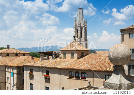 view of Girona with bell towet of Collegiate Church of Sant Feli 11192013