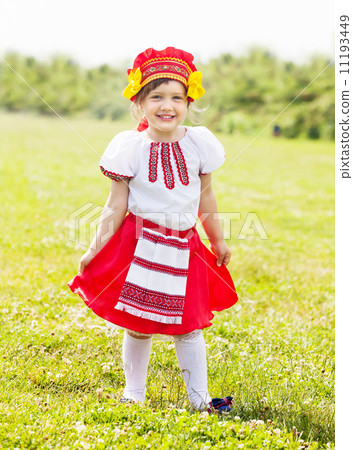 Happy girl in russian folk clothes Happy girl in russian folk clothes 11193449