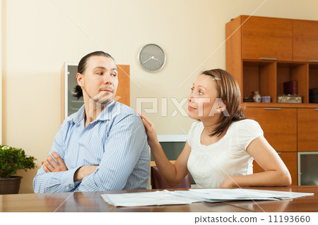 woman asking for money from husband for the purchase woman asking for money from husband for the purchase 11193660