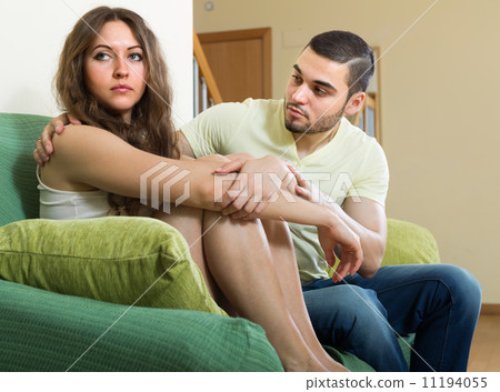 Man tries reconcile with woman Man tries reconcile with woman 11194055