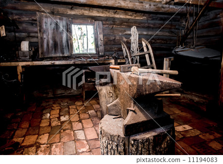 Farrier tools in ancient smithy 11194083