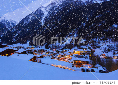 Mountains ski resort Solden Austria at sunset 11205521