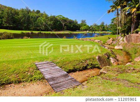 Golf field - island Praslin Seychelles Golf field - island Praslin Seychelles 11205901
