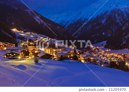 Mountains ski resort Solden Austria at sunset 11205970
