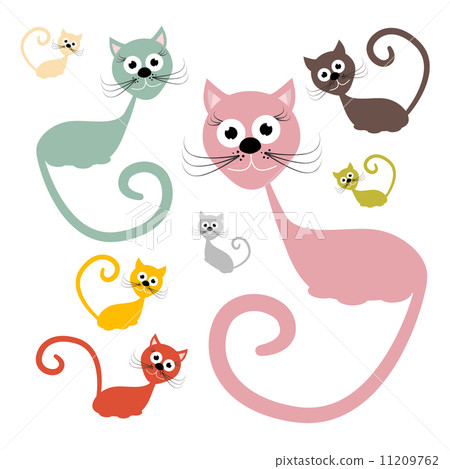 Cats Set Vector Illustration Isolated on White... - Stock Illustration ...
