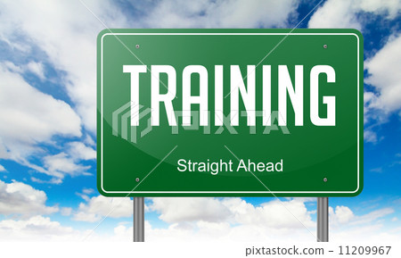Training on Green Highway Signpost. Training on Green Highway Signpost. 11209967