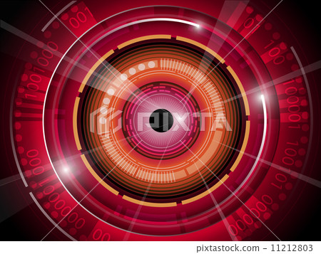 illustration of red eyeball with technology background 11212803