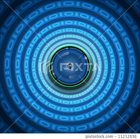 Illustration of Spyware eyeball on ripple blue background 11212836