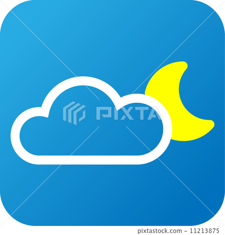 Weather web icon with cloud and moon - Stock Illustration [11213875 ...