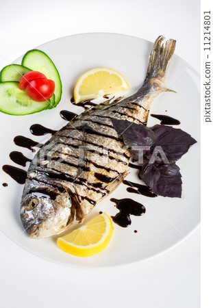 Dorado roast fish on the white 11214801