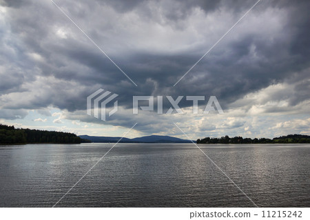 Lipno lake in overcast weather, Czech Republic. 11215242