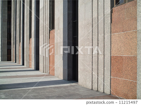 Rhythm of arhitectural lines. Modern building fragment. 11215497