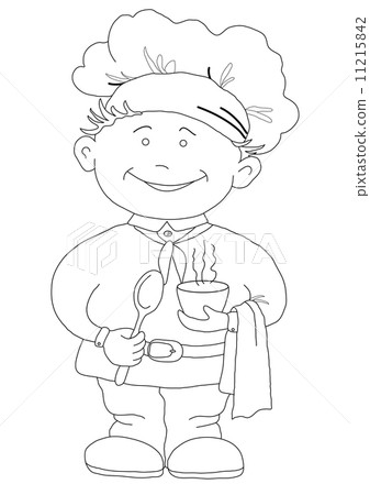 Cook with cup of coffee, contour 11215842