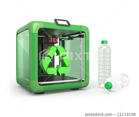3D printer and PET bottle, recycle mark 3D printer and PET bottle, recycle mark 11219190