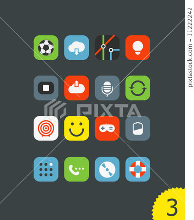 Different mobile application icons set with rounded corners. Des Different mobile application icons set with rounded corners. Des 11222242