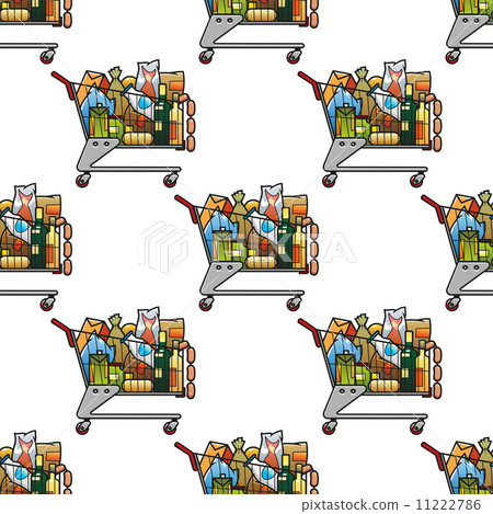Seamless background pattern of a cart of groceries 11222786