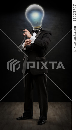 Idea concept, lamp head businessman full length 11225707