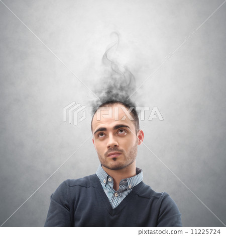 Concept of stress with businessman with reeky head Concept of stress with businessman with reeky head 11225724