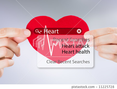 Female hands holding heart and heartbeat symbol with search engi Female hands holding heart and heartbeat symbol with search engi 11225728