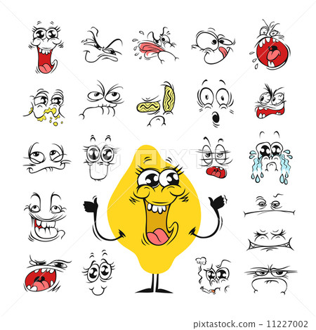 Cartoon Facial Expressions Set for Humor Design 11227002