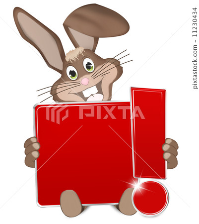 Easter Buny red sign with exclamation mark 11230434