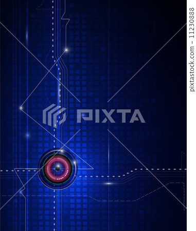 Illustration  blue abstract technology and Eyeball on circuit background 11230888