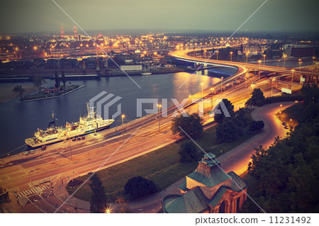 Szczecin (Stettin) City at night, Poland, vintage effect. Szczecin (Stettin) City at night, Poland, vintage effect. 11231492