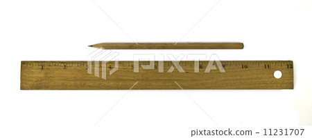 Ruler and pencil isolated on white background 11231707