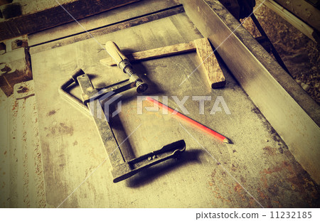 Old traditional carpenter's tools, retro vintage style. Old traditional carpenter's tools, retro vintage style. 11232185