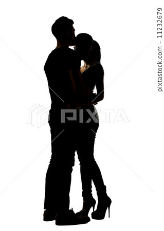 Silhouette of Asian couple hug 11232679