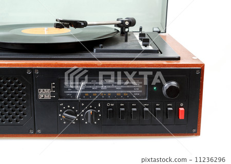 Vintage radio gramophone player with vinyl 11236296