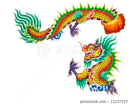 Chinese style dragon statue on white Chinese style dragon statue on white 11237727