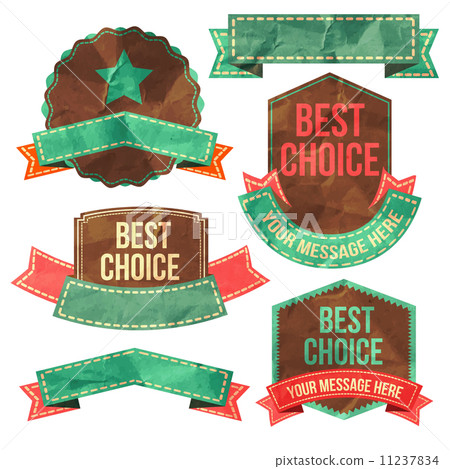 Set of vector retro ribbons, old dirty paper textures and vintage labels 11237834