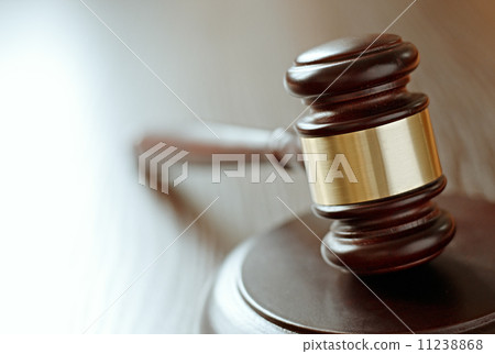 Gavel with gold trim with sounding block Gavel with gold trim with sounding block 11238868