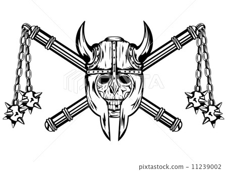 Skull in helmet and crossed maces 11239002