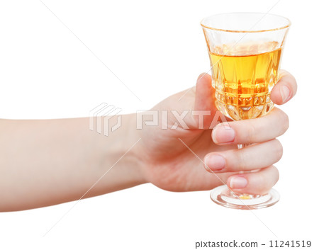 hand holds wineglass of sweet wine 11241519