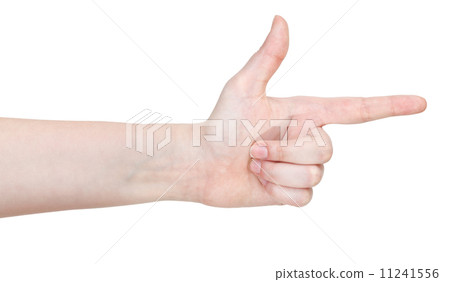 side view of handgun - hand gesture 11241556