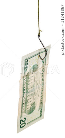 fishing with 20 dollars banknote bait on fishhook 11241867