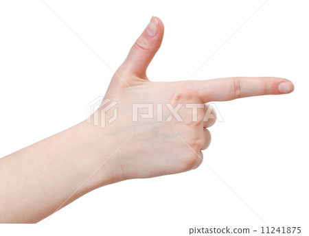 side view of finger handgun - hand gesture 11241875