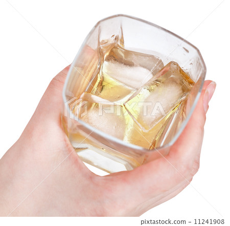 above view of glass whiskey in hand 11241908