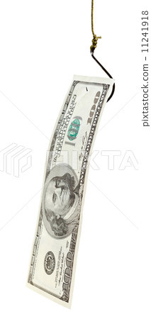 fishing with 100 dollars banknote bait on fishhook 11241918