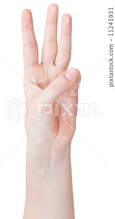 finger counting three - hand gesture 11241931