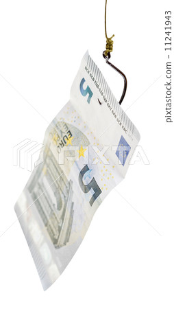 fishing with 5 euro banknote bait on fishhook 11241943